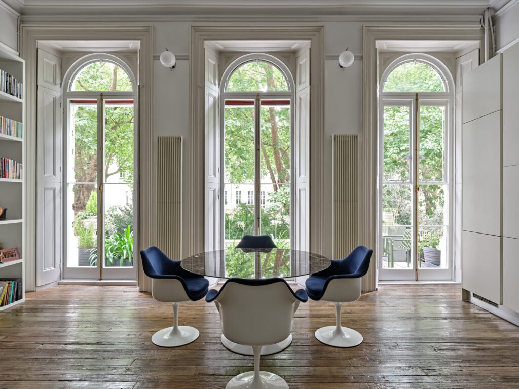 Historic timber french doors in a listed building refurbished by Sashed