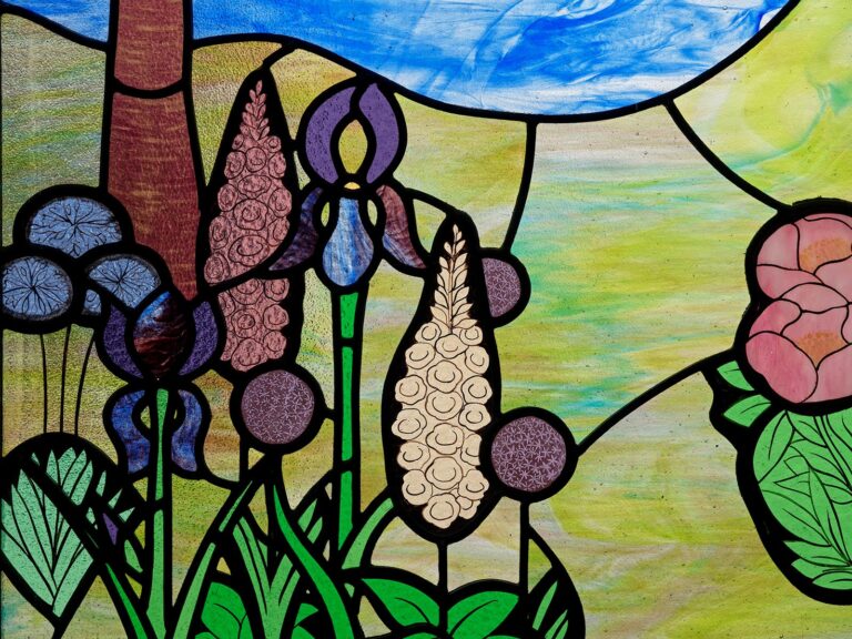 Close-up picture of stain glass