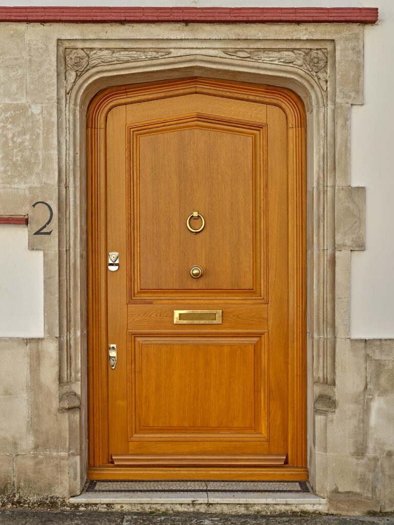 a timber oak stained door