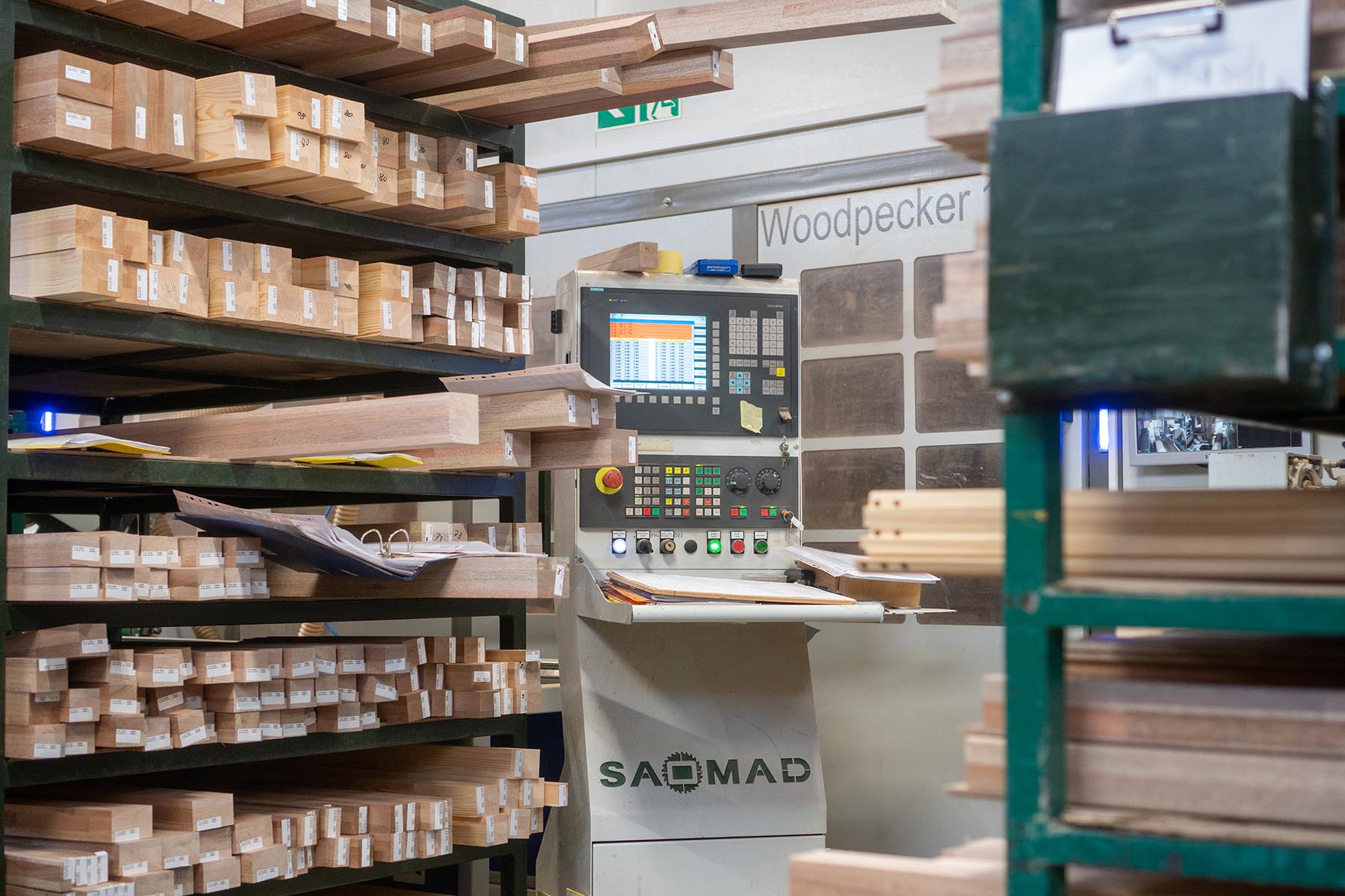 Factory picture of timber windows being made