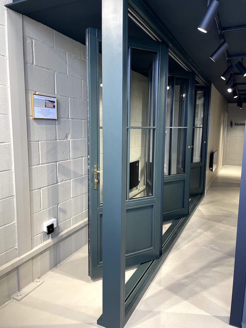 Sashed LTD showroom showing an open timber bi-folding door system