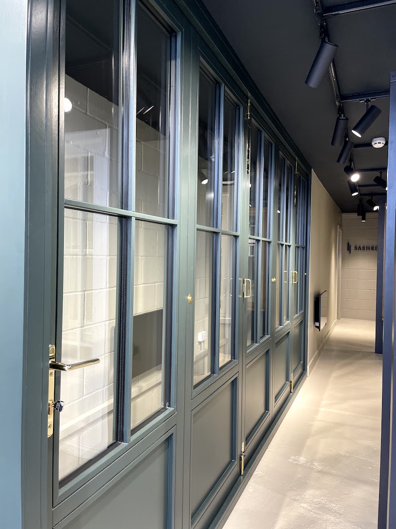 Sashed LTD showroom showing a closed timber bi-folding door system