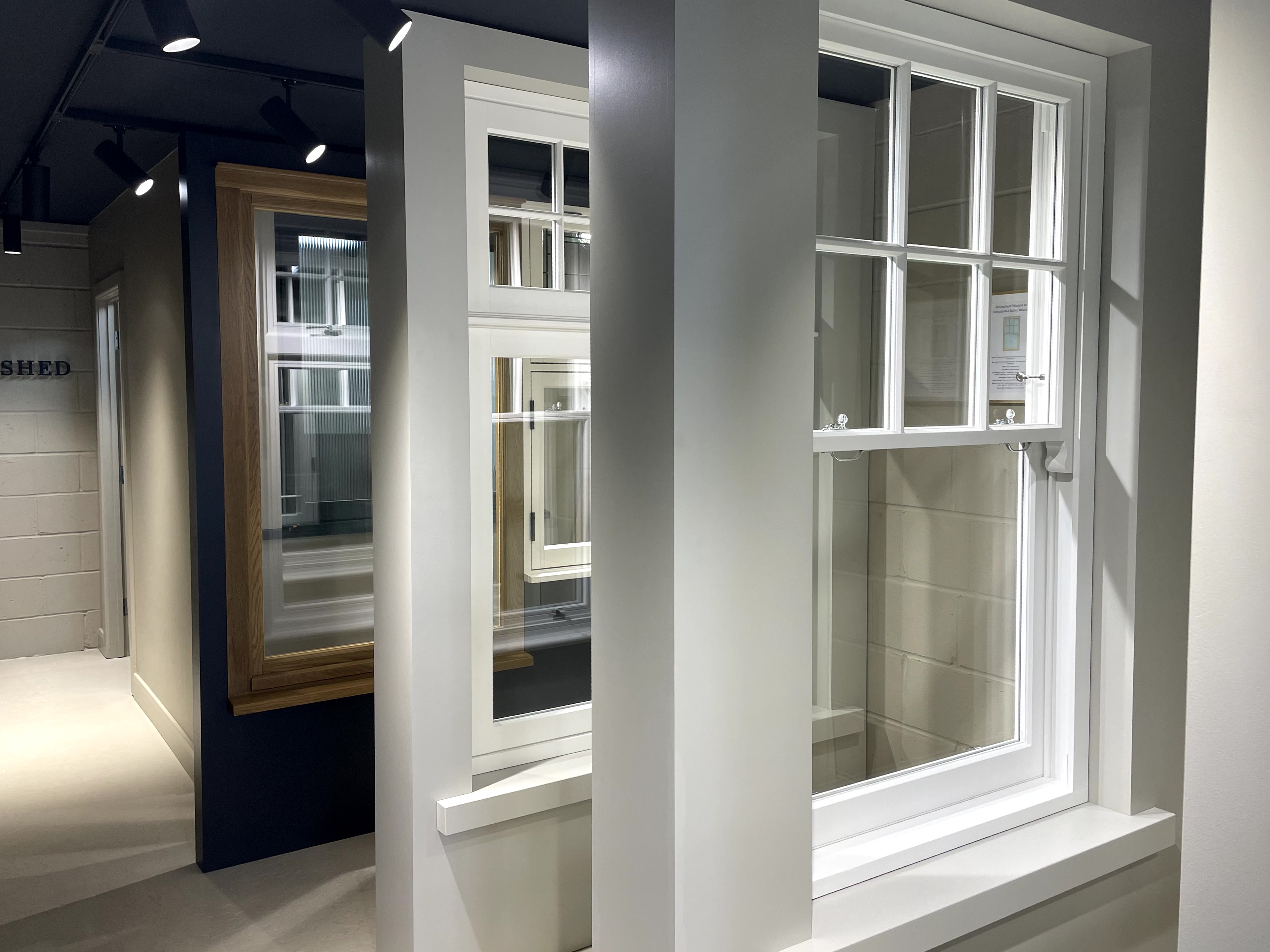 Sashed LTD showroom showing a traditional sliding with sash lifts from Croft