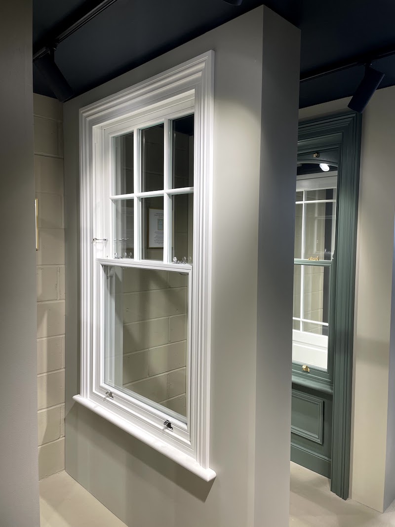 Sashed LTD showroom showing a spring balanced sliding sash window
