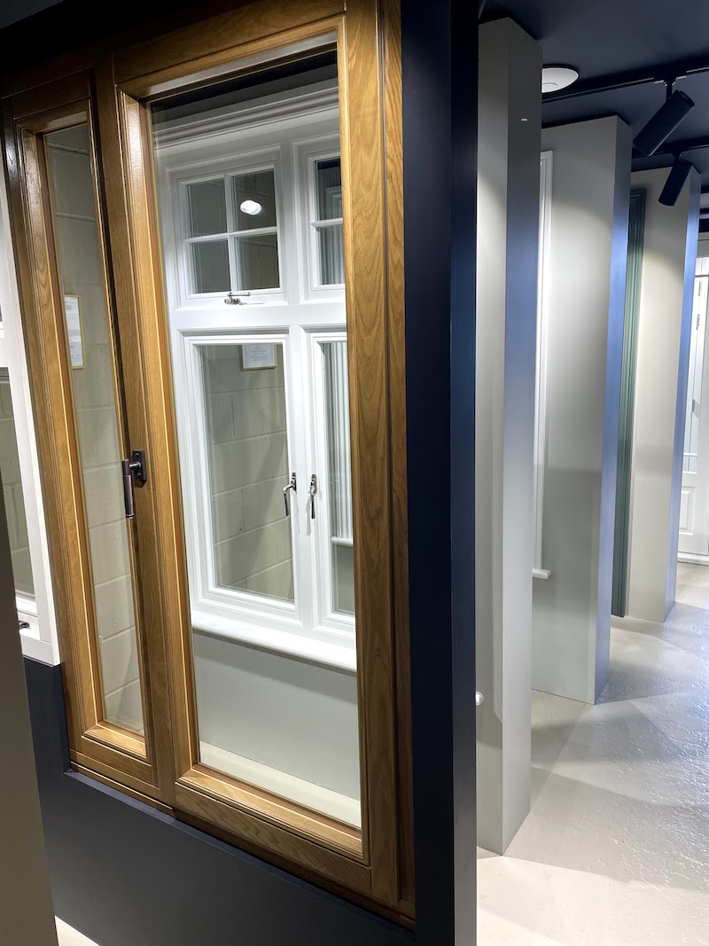 Sashed LTD showroom showing an Oak tilt and turn window