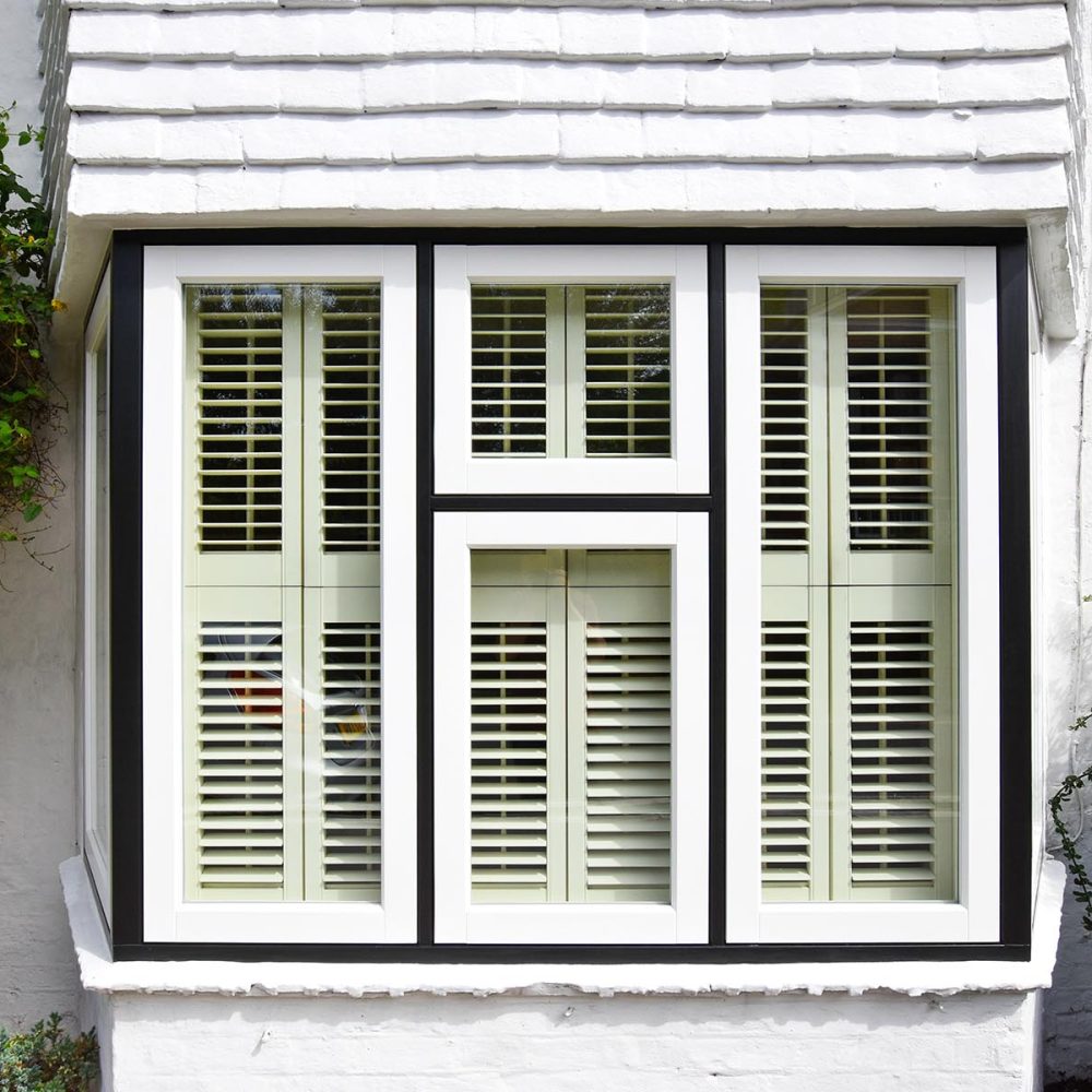 Black-and-white timber case of windows in Richmond