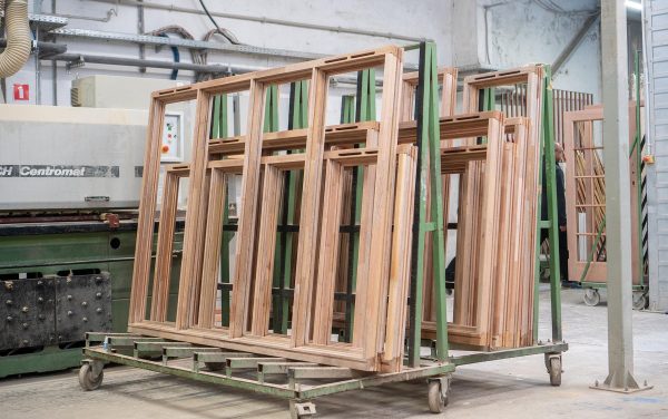 A picture of the factory with windows in a trolley