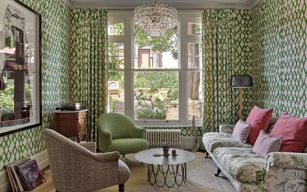 A triple sash window in a grand living room