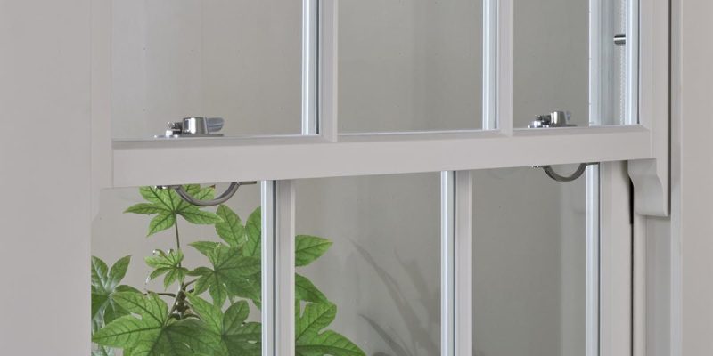 Black and glazing in a sash window