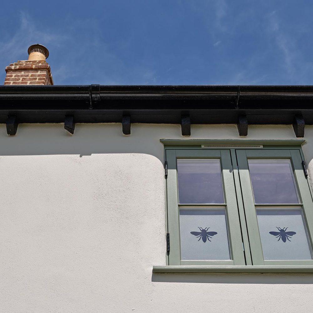 Timber casement with frosted glass