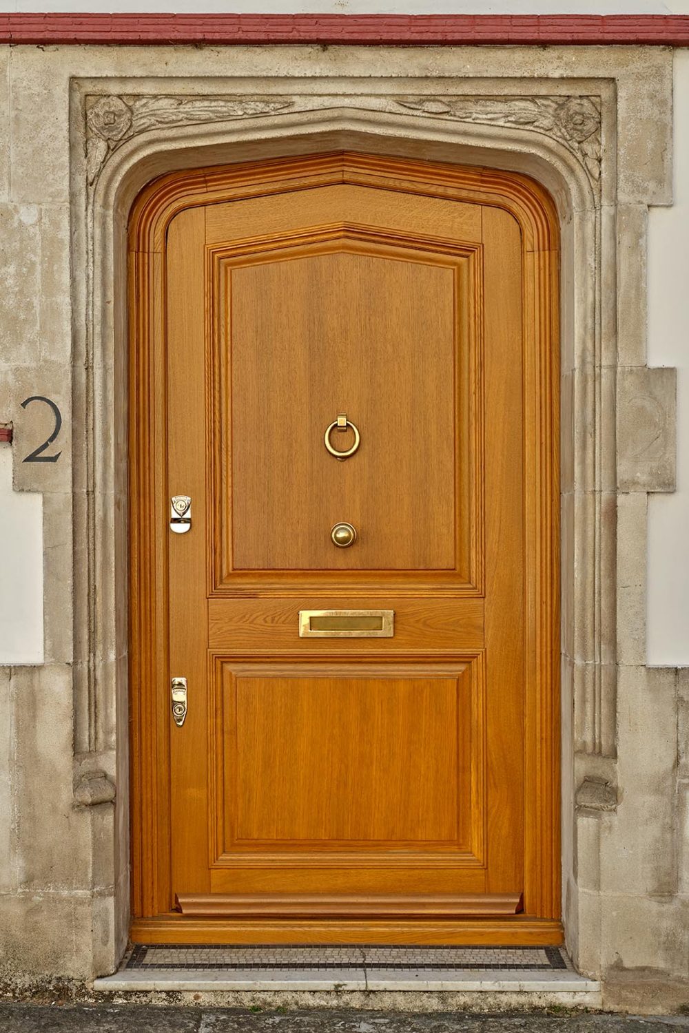 a timber oak stained door
