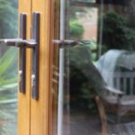detail of the handles on French doors