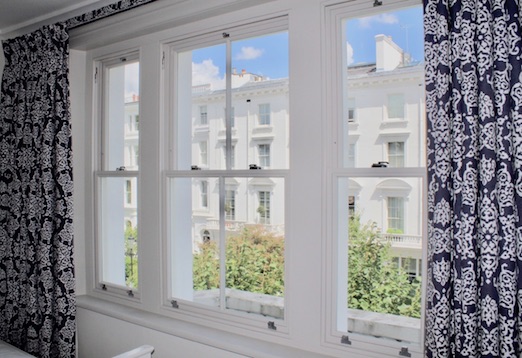 Spay painted sash window