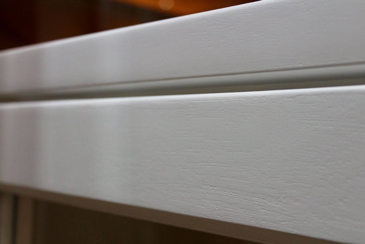 Meranti wooden sash windows spray painted white