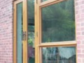 wooden French doors outside view