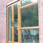 wooden French doors outside view