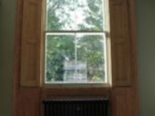 wooden sash window in a traditional house inside view