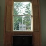 wooden sash window in a traditional house inside view